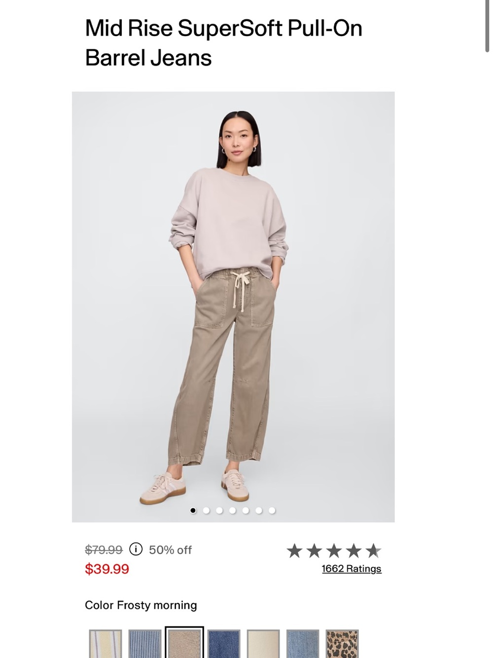 Gap Factory Mid Rise Super Soft Pull On Barrel Jeans